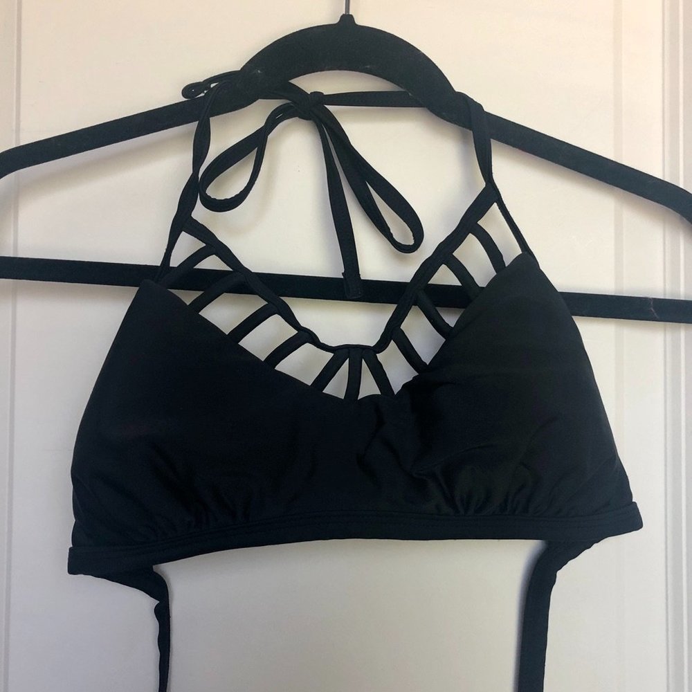 Xhilaration Black Bikini Top with Cut Outs